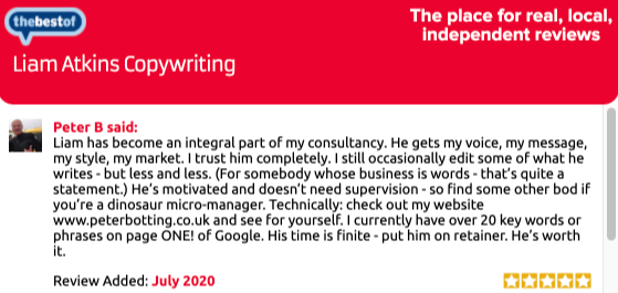 copywriting in east sussex reviews